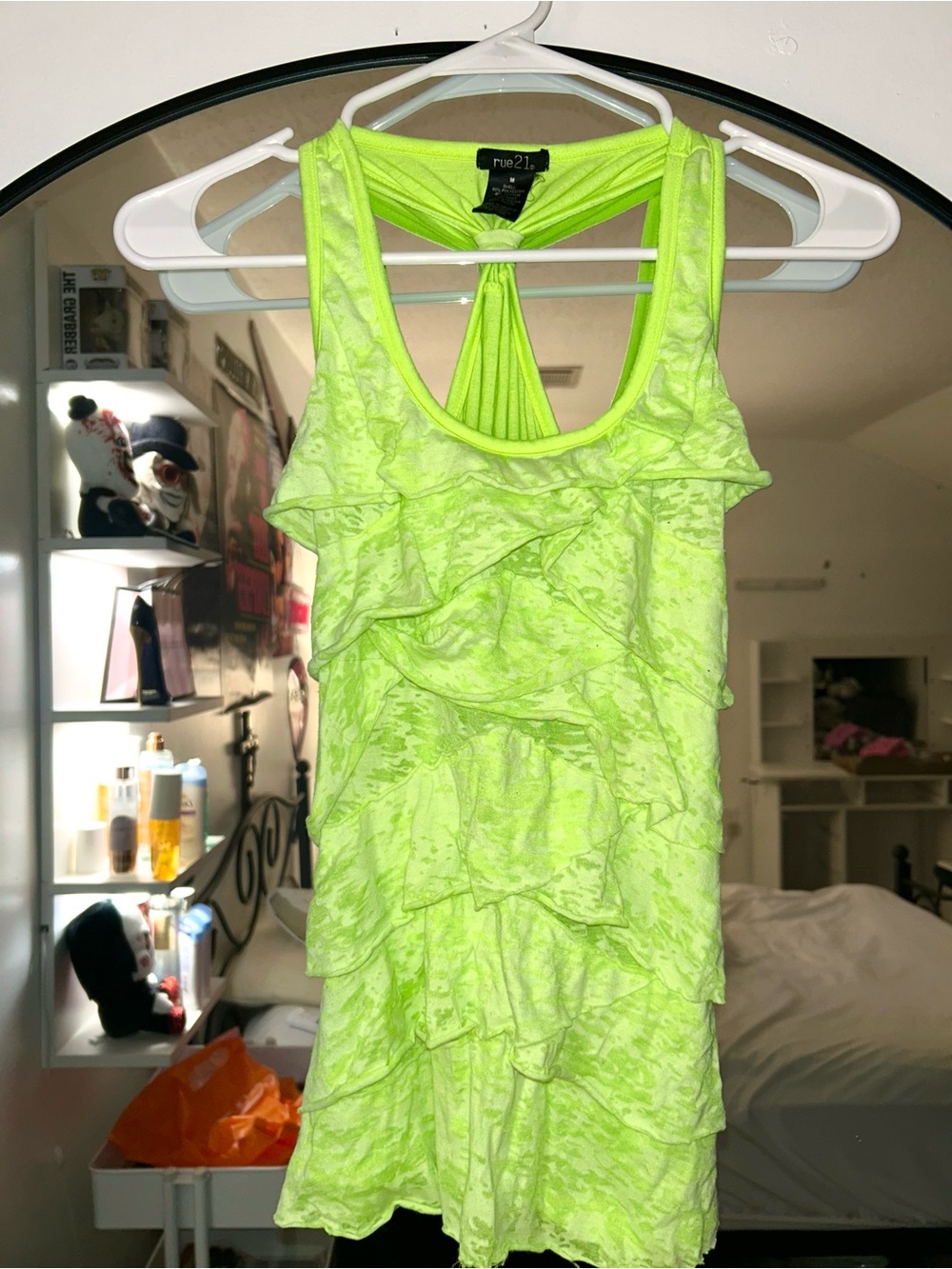 Y2k Rue 21 Neon Green Ruffle Tank Top